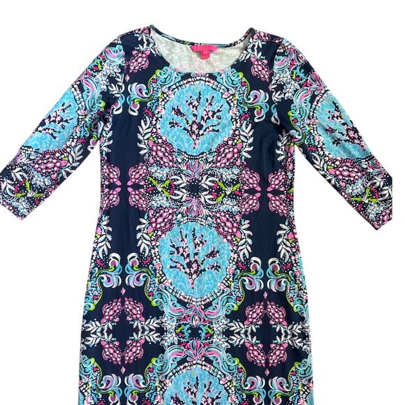Lilly Pulitzer Morgann Maxi Dress in High Tide Navy Mermaid Size Medium - Picture 6 of 10